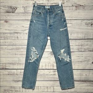 AGOLDE
High-Rise Straight Leg Jeans Distressed Blue Jeans Size 23